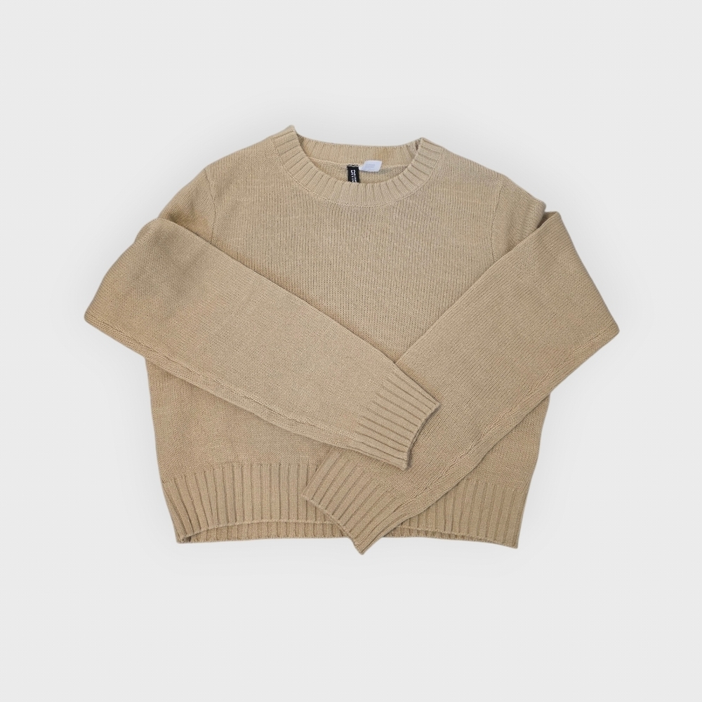 Divided Neutral Beige Crewneck Sweater